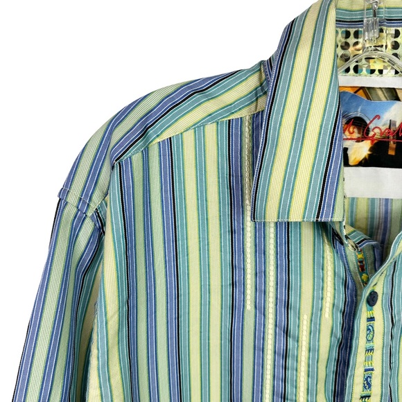 Robert Graham Button Down Shirt Mens Embroidered Collared Long Sleeve Blue Large - Picture 2 of 12